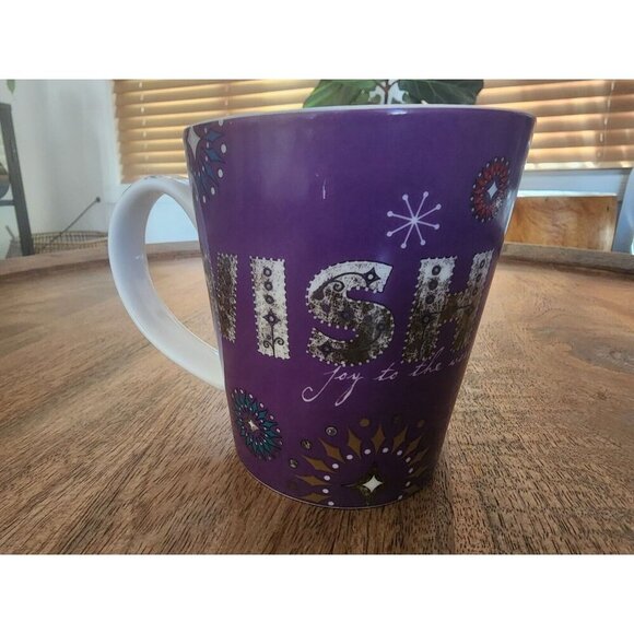 2006 Starbucks Wish Joy to the World Purple Coffee Cup Tea Mug 14oz - Picture 4 of 6